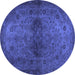 Round Machine Washable Abstract Blue Modern Rug, wshabs2671blu
