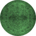 Round Abstract Emerald Green Modern Rug, abs2671emgrn