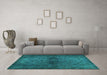 Machine Washable Abstract Turquoise Modern Area Rugs in a Living Room,, wshabs2671turq