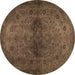 Round Abstract Brown Modern Rug, abs2671brn