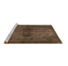 Sideview of Machine Washable Abstract Brown Modern Rug, wshabs2671brn