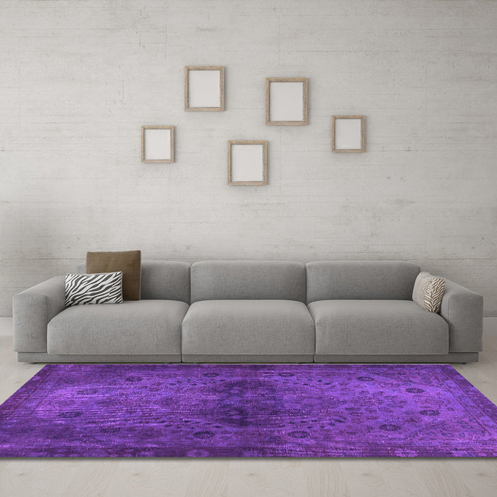 Machine Washable Abstract Purple Modern Area Rugs in a Living Room, wshabs2671pur