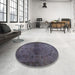 Round Abstract Plum Purple Modern Rug in a Office, abs2671