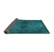 Sideview of Abstract Turquoise Modern Rug, abs2671turq