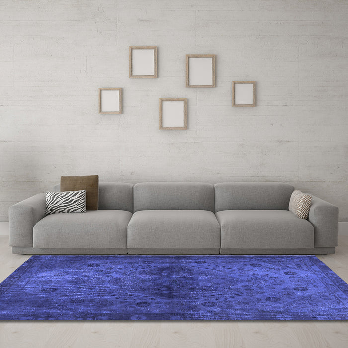 Machine Washable Abstract Blue Modern Rug in a Living Room, wshabs2671blu