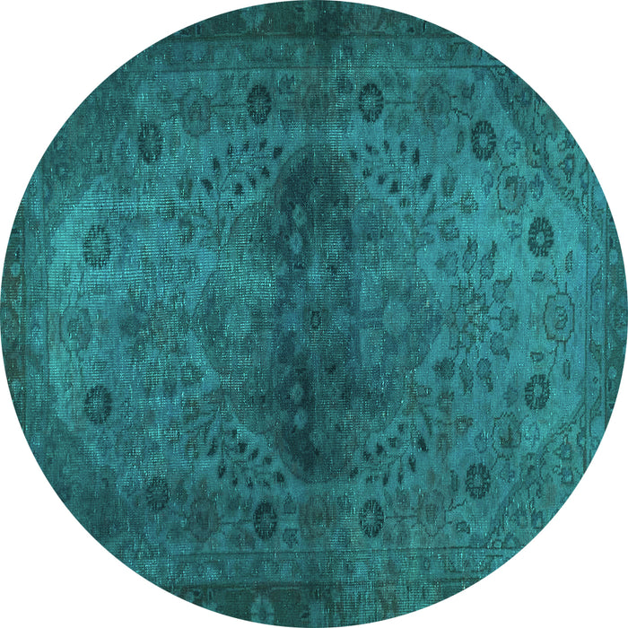 Round Machine Washable Abstract Turquoise Modern Area Rugs, wshabs2671turq