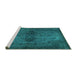 Sideview of Machine Washable Abstract Turquoise Modern Area Rugs, wshabs2671turq