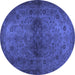 Round Abstract Blue Modern Rug, abs2671blu