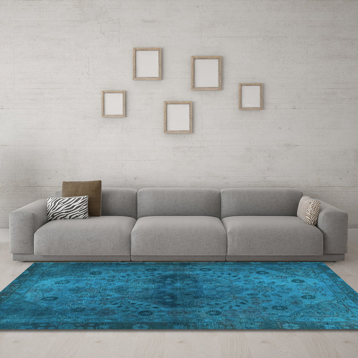 Machine Washable Abstract Light Blue Modern Rug in a Living Room, wshabs2671lblu