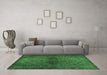 Machine Washable Abstract Emerald Green Modern Area Rugs in a Living Room,, wshabs2671emgrn