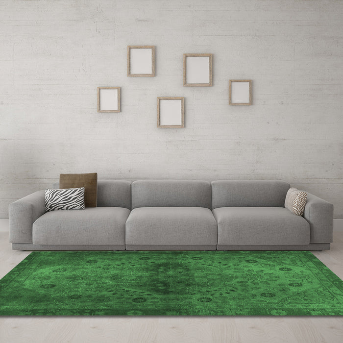 Machine Washable Abstract Emerald Green Modern Area Rugs in a Living Room,, wshabs2671emgrn