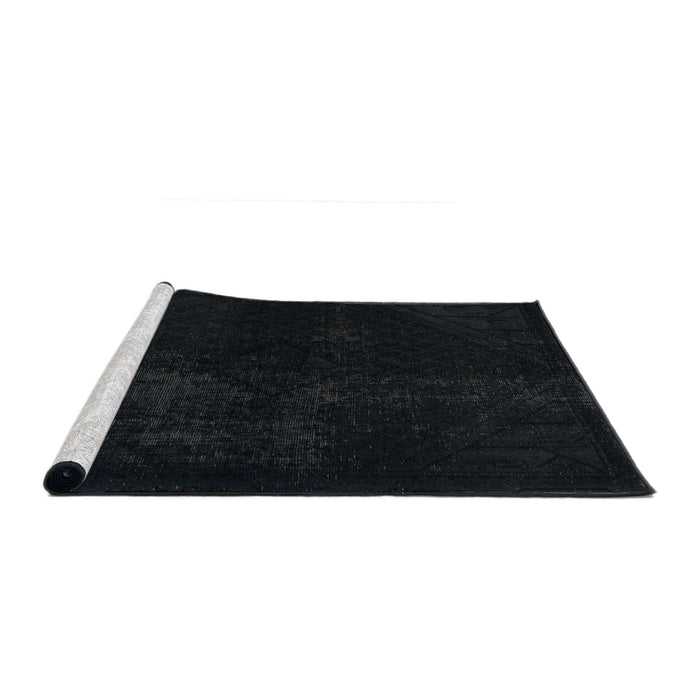 Sideview of Machine Washable Abstract Gunmetal Green Rug, wshabs2672