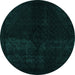 Round Abstract Turquoise Modern Rug, abs2672turq