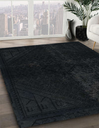 Abstract Gunmetal Green Modern Rug, abs2672