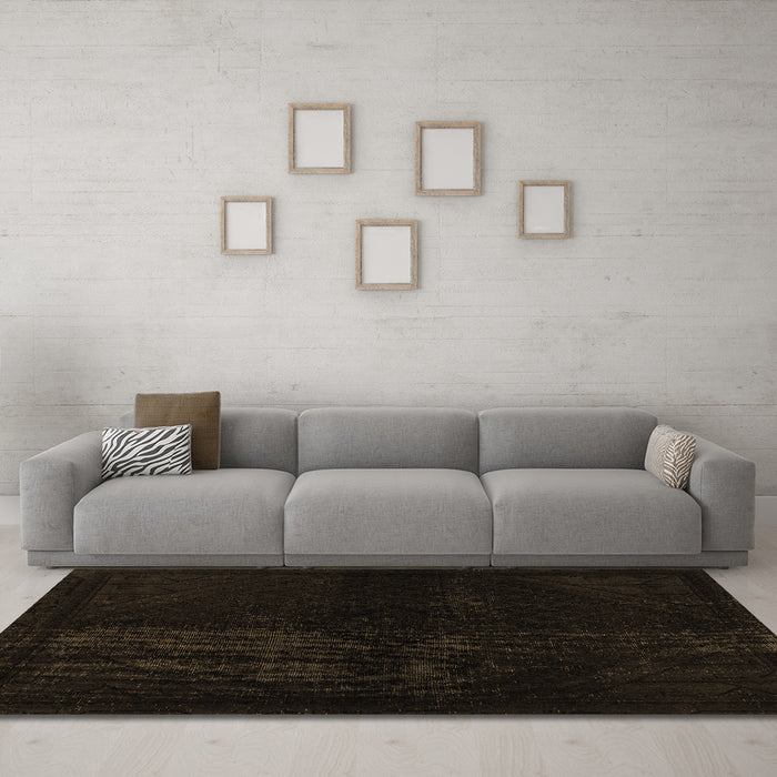 Machine Washable Abstract Brown Modern Rug in a Living Room,, wshabs2672brn
