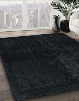 Abstract Gunmetal Green Modern Rug in Family Room, abs2672