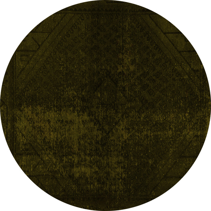 Round Machine Washable Abstract Yellow Modern Rug, wshabs2672yw