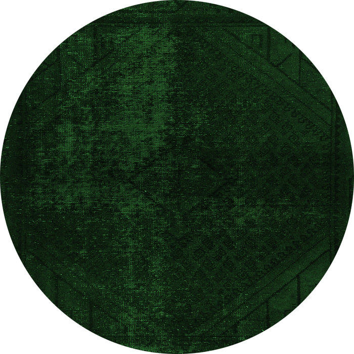 Round Machine Washable Abstract Green Modern Area Rugs, wshabs2672grn