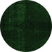 Round Machine Washable Abstract Green Modern Area Rugs, wshabs2672grn