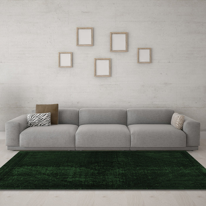 Machine Washable Abstract Emerald Green Modern Area Rugs in a Living Room,, wshabs2672emgrn