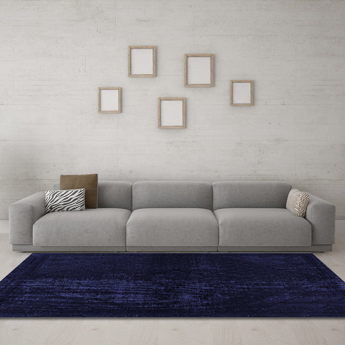 Machine Washable Abstract Blue Modern Rug in a Living Room, wshabs2672blu