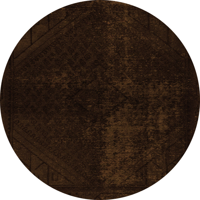 Round Machine Washable Abstract Orange Modern Area Rugs, wshabs2672org