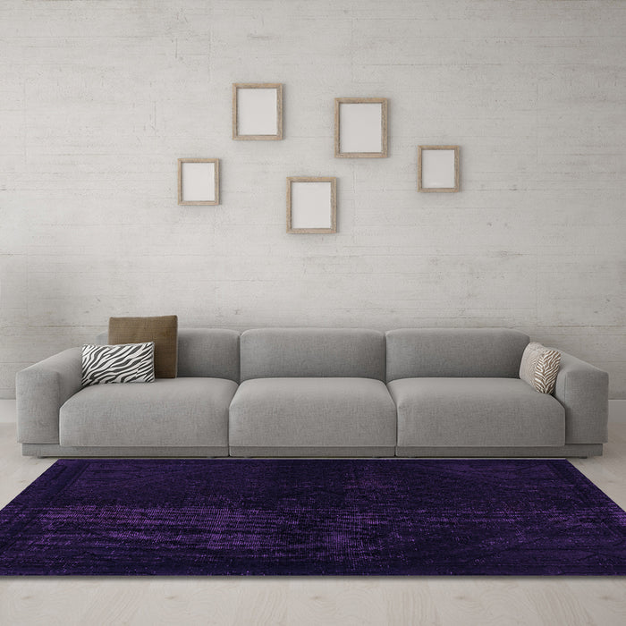 Machine Washable Abstract Purple Modern Area Rugs in a Living Room, wshabs2672pur