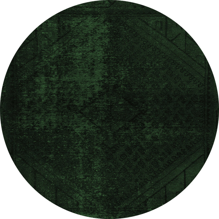 Round Abstract Emerald Green Modern Rug, abs2672emgrn