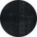 Round Machine Washable Abstract Gunmetal Green Rug, wshabs2672