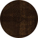 Round Abstract Orange Modern Rug, abs2672org