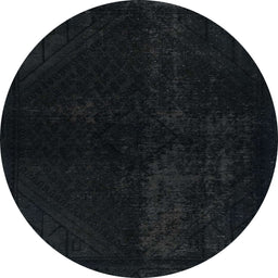 Round Abstract Gunmetal Green Modern Rug, abs2672