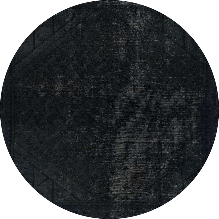 Round Abstract Gunmetal Green Modern Rug, abs2672