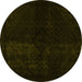 Round Abstract Yellow Modern Rug, abs2672yw