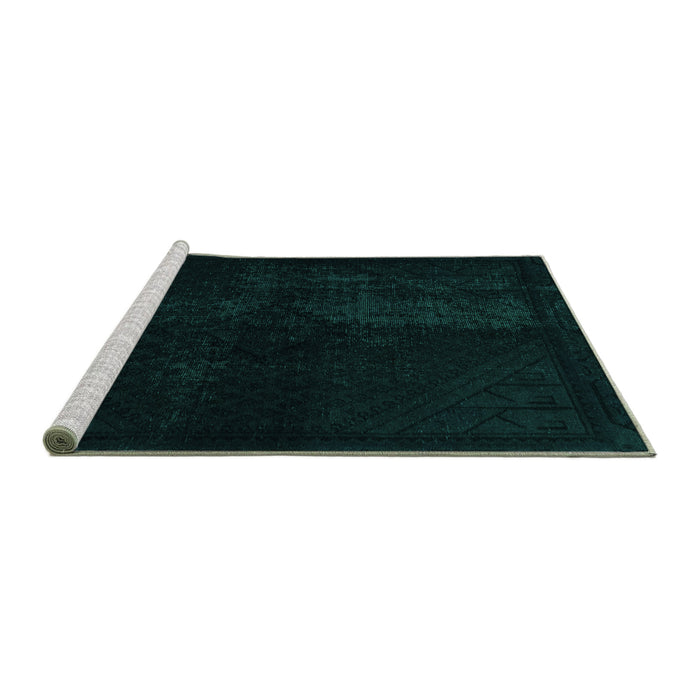 Sideview of Machine Washable Abstract Turquoise Modern Area Rugs, wshabs2672turq