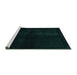 Sideview of Machine Washable Abstract Turquoise Modern Area Rugs, wshabs2672turq