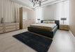 Abstract Gunmetal Green Modern Rug in a Bedroom, abs2672