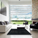 Square Abstract Gunmetal Green Modern Rug in a Living Room, abs2672