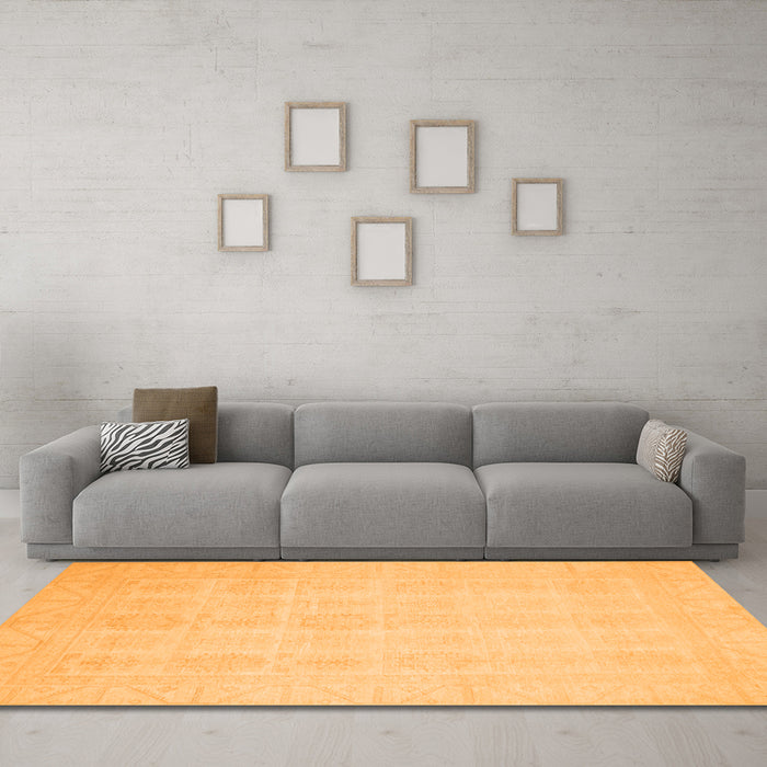Machine Washable Oriental Orange Traditional Area Rugs in a Living Room, wshabs2673org