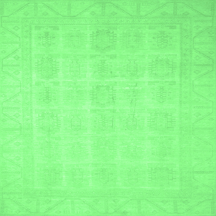 Square Machine Washable Oriental Emerald Green Traditional Area Rugs, wshabs2673emgrn