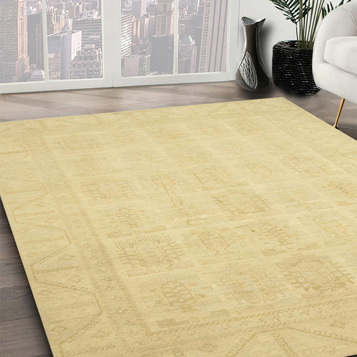 Machine Washable Abstract Chrome Gold Yellow Rug in a Family Room, wshabs2673