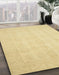 Abstract Chrome Gold Yellow Oriental Rug in Family Room, abs2673