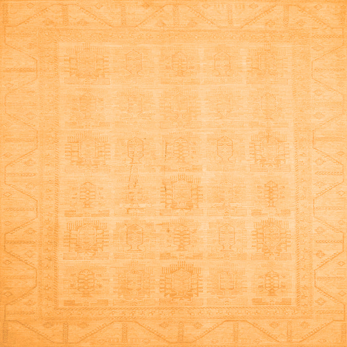 Square Machine Washable Oriental Orange Traditional Area Rugs, wshabs2673org