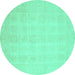 Round Oriental Turquoise Traditional Rug, abs2673turq