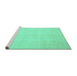 Sideview of Machine Washable Oriental Turquoise Traditional Area Rugs, wshabs2673turq