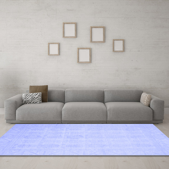 Machine Washable Oriental Blue Traditional Rug in a Living Room, wshabs2673blu