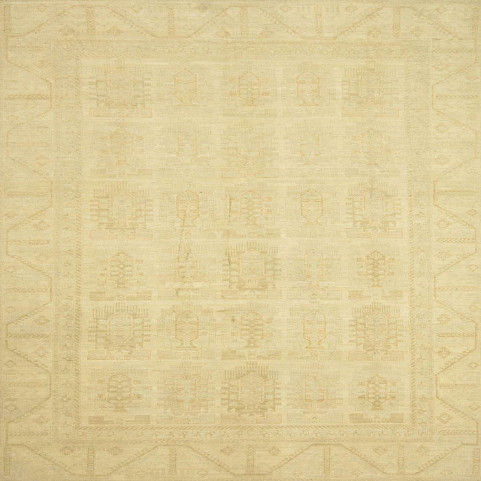 Square Abstract Chrome Gold Yellow Oriental Rug, abs2673