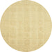 Round Abstract Chrome Gold Yellow Oriental Rug, abs2673