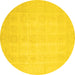 Round Oriental Yellow Traditional Rug, abs2673yw