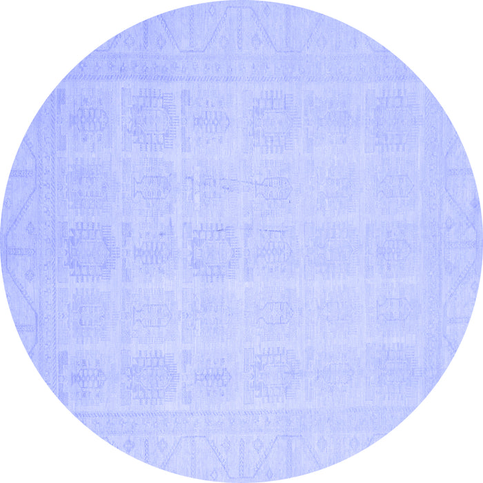 Round Oriental Blue Traditional Rug, abs2673blu