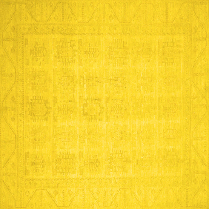 Square Oriental Yellow Traditional Rug, abs2673yw